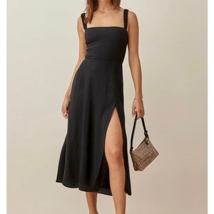 Reformation Dominique Black Midi Dress Size 2
